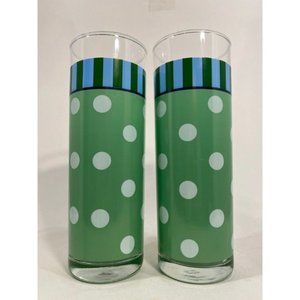 Southern Living at Home Gail Pittman Provence Green Tumblers Polka Dot Glasses/2